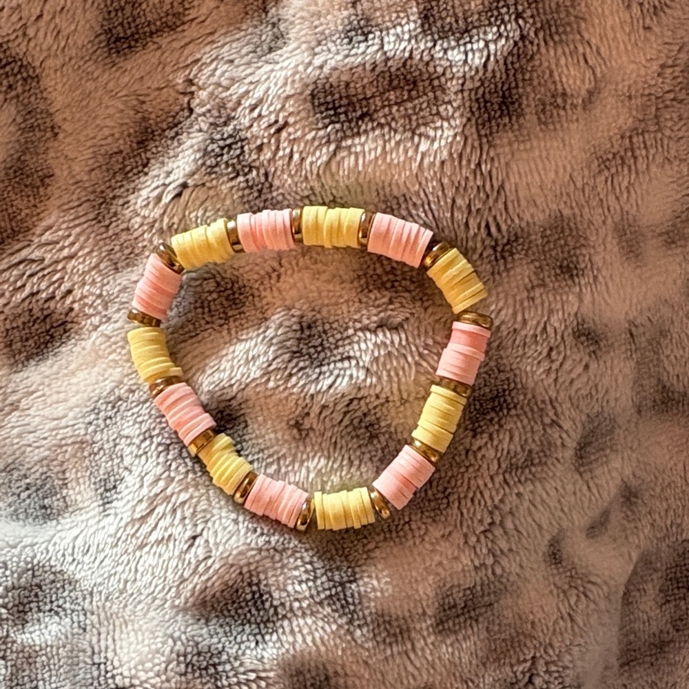 Pink and Yellow Beaded Bracelet